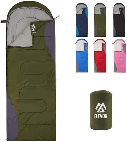image:imageElevon SleepingBags Elevon Sleeping Bag for Adults Teens Kids Cold Warm Weather Portable Waterproof amp Lightweight with Compression Sack1person 1pack Green