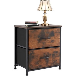 image:imageElevon Nightstand with 2 Drawers Bedside Table Small Dresser with Removable Fabric Bins Night Stand Bedside Furniture End Table with Fabric Bins for Bedroom ClosetBrown