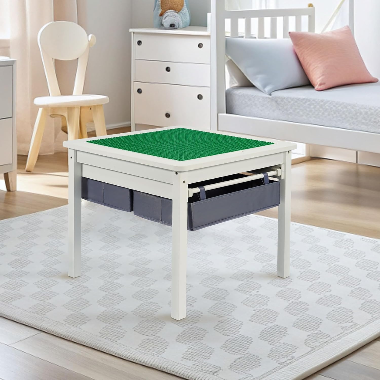 image:imageElevon 2in1 Kids Construction Play Table Only Wooden Building Desk wStorage Drawers Play Table Built in Plate Compatible with Bricks for Building Block Gaming Drawing Crafts