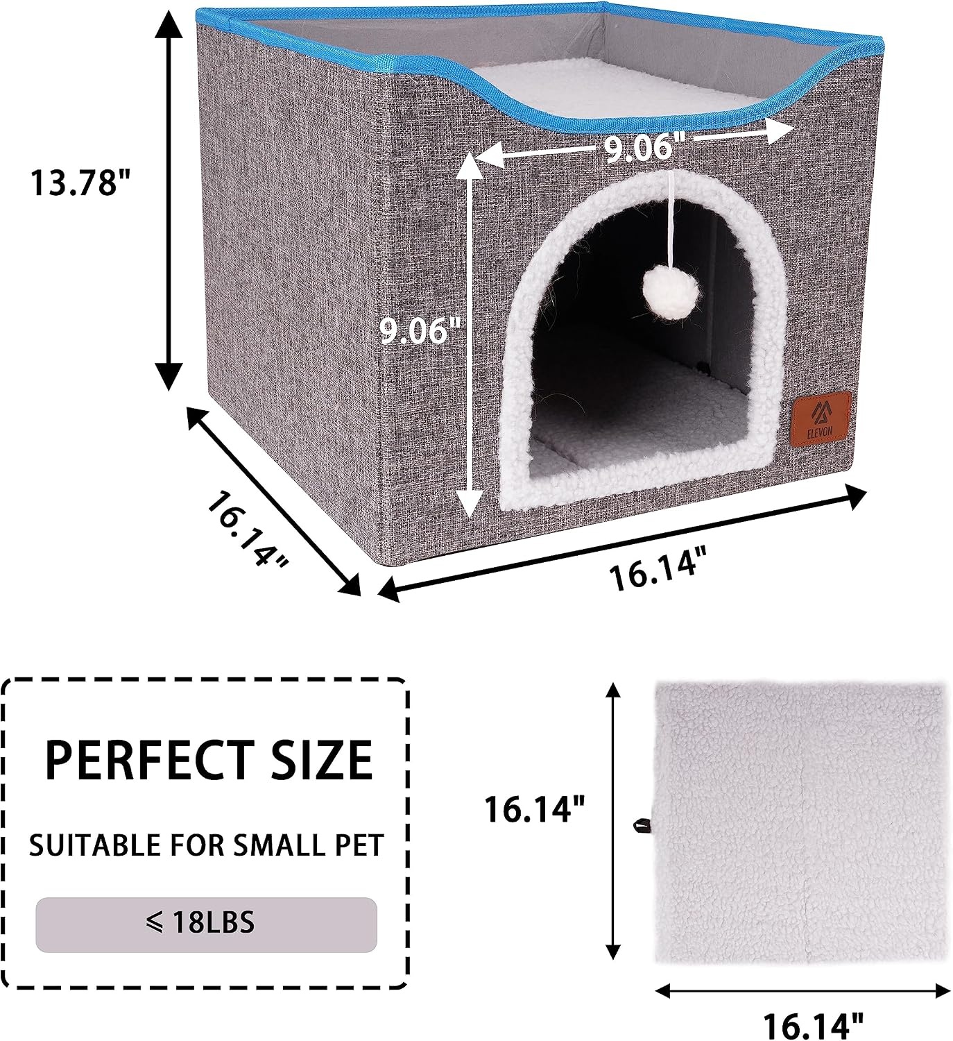 image:imageElevon Cat Beds for Indoor Cats Foldable Cat House Suitable for All Seasons Cat Cube Apartment with Cat Scratch Board and Reversible Cushion Suitable for Multi Small Pet Under 20 lbs GreyGray