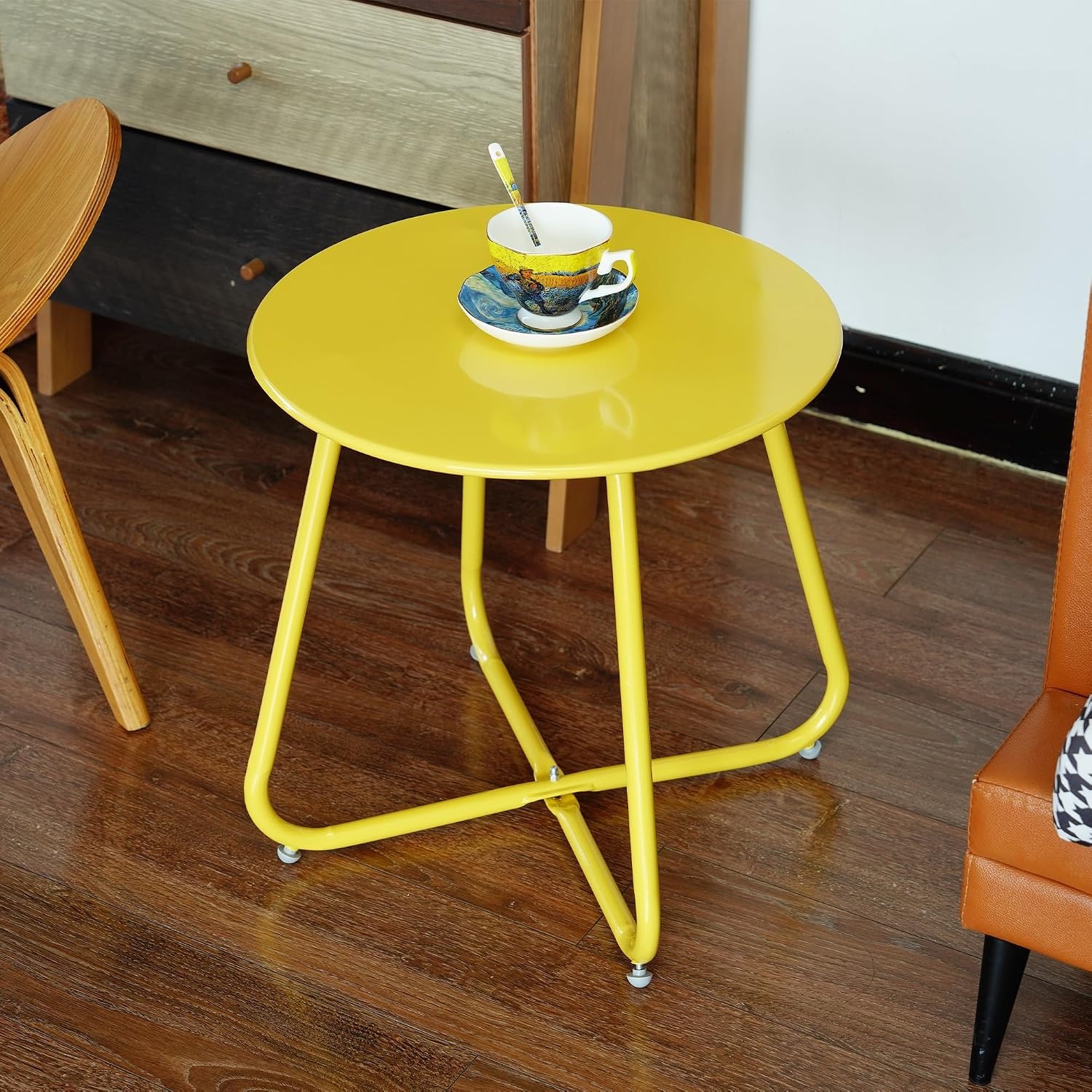 image:imageElevon ECoated Steel Side Table Weather Resistant Outdoor 175 Round End Table Accent Table for Bistro BalconyBlack
