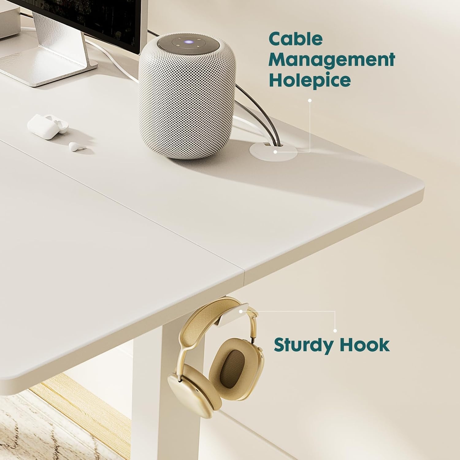 image:imageElevon Electric Adjustable Height Standing Desk 48 x 24 inch Sit to Stand Up Desk with Splice Board Rising Home Office Computer Table with 2 Hook and Wire Hole for WorkRustic Brown