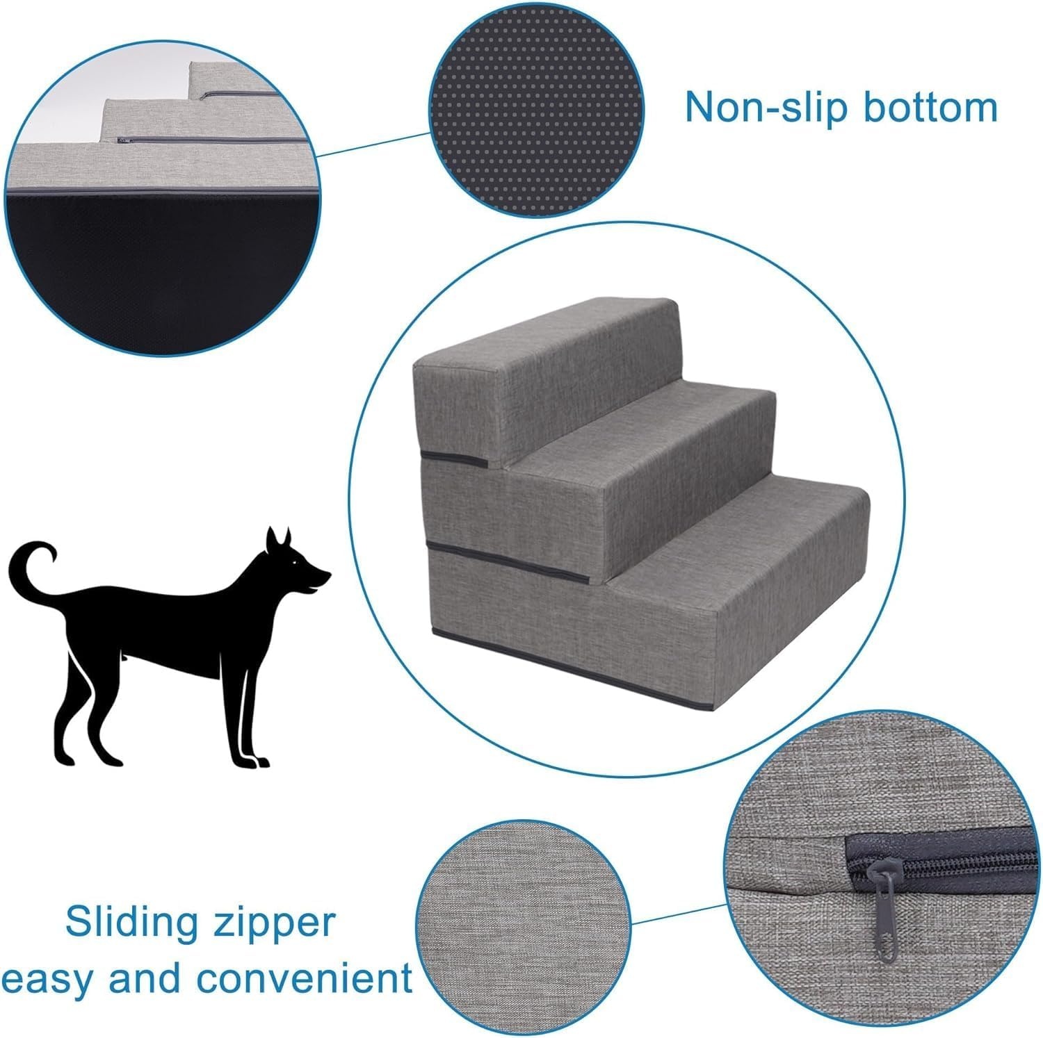 image:imageElevon Folding Pet Ramp 62 Inch Ramp Black3Step Gray