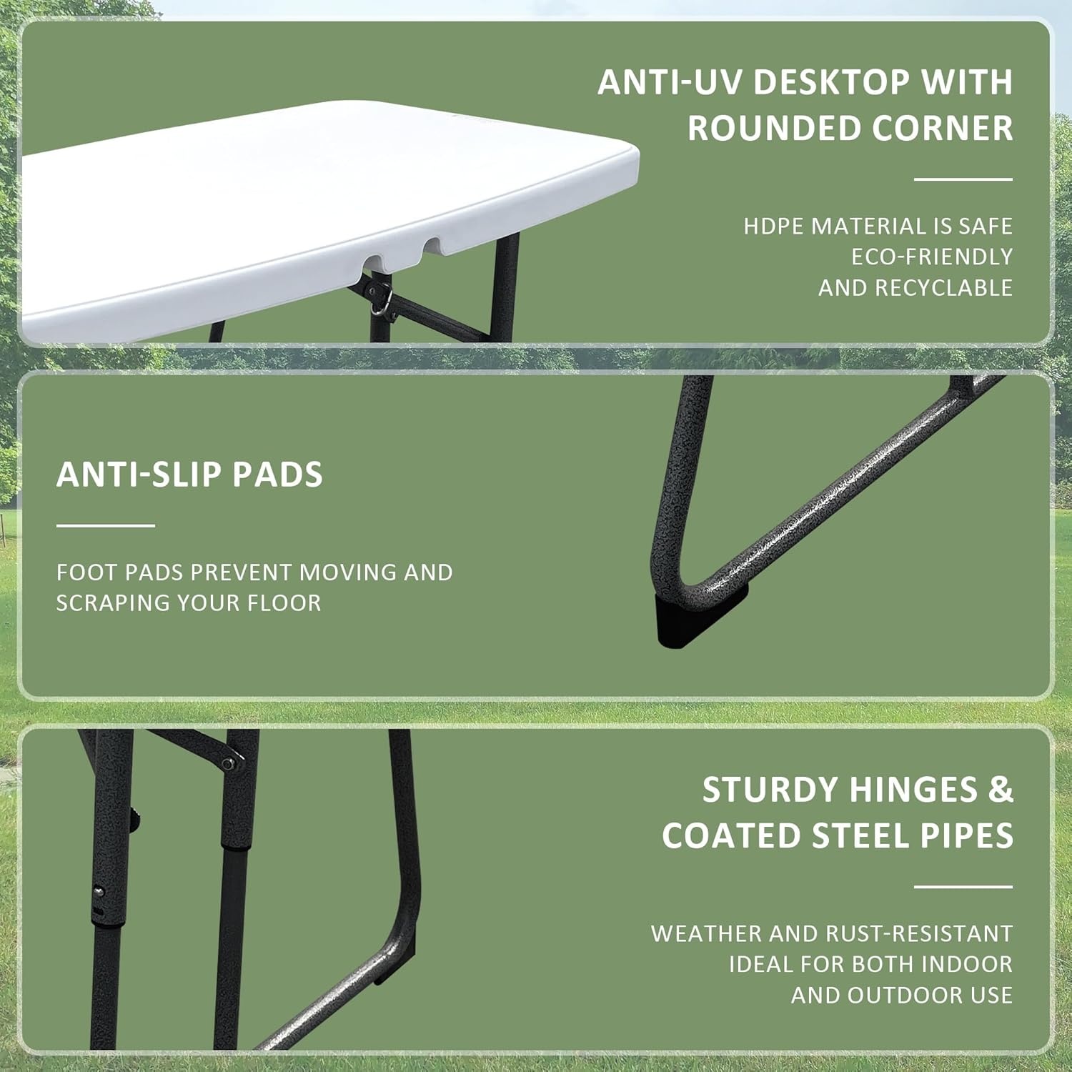 image:imageElevon Folding Picnic Table with Benches Outdoor Picnic Table HDPE Tabletop amp Steel Frame Ideal for Yard Patio Lawn Party WhiteMedium