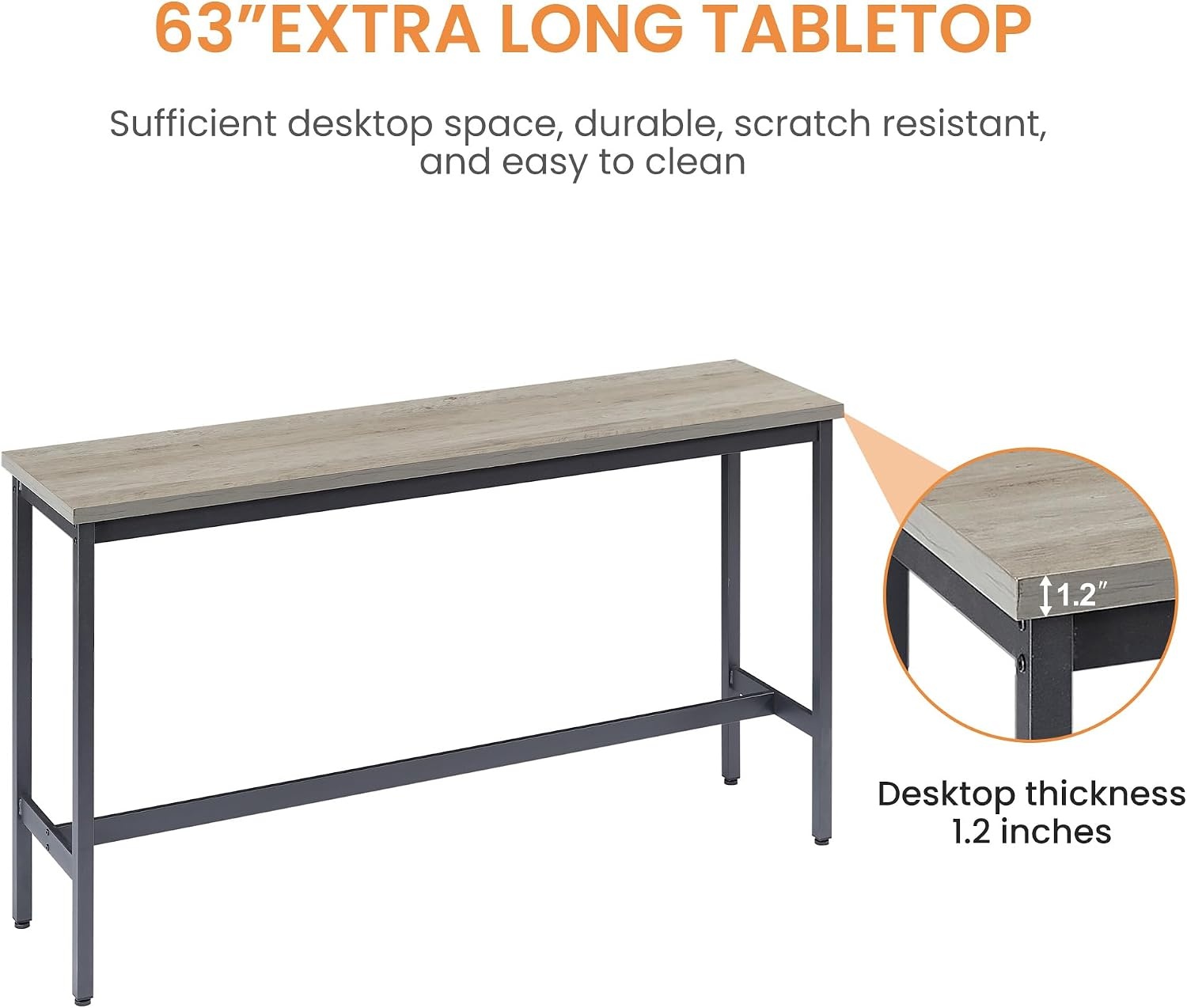 image:imageElevon Long Bar Table Set with 3 PU Upholstered Bar Stools Dining Table and Chair Sets Industrial Tall Coffee Table and Back Chair for Kitchen Living Room Party Room Small Space Pub BrownGrey