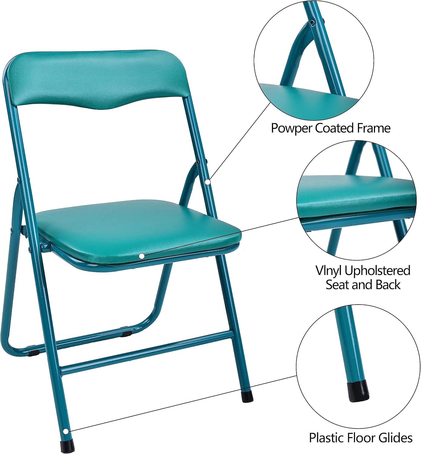 image:imageElevon Pack of 2 FabricVinyl Steel Frame Metal Foam Padded Folding Chairs for Kids Green and Red