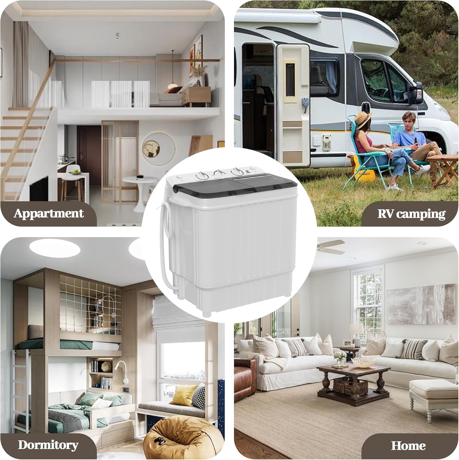 image:imageElevon Portable Washing machine 20lbs Mini Compact Laundry Washing Machine Twin Tub 12lbs Washer amp 8lbs Spinner Clothes Washer Machine with Drain Pump for Apartment Dormitory and RVs176LBS