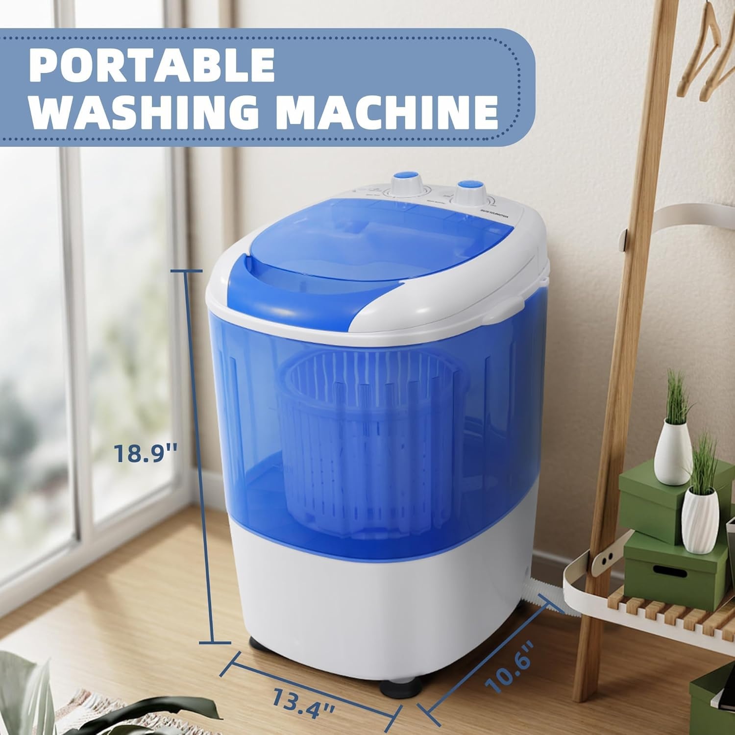 image:imageElevon Portable Washing machine 20lbs Mini Compact Laundry Washing Machine Twin Tub 12lbs Washer amp 8lbs Spinner Clothes Washer Machine with Drain Pump for Apartment Dormitory and RVsMini Blue