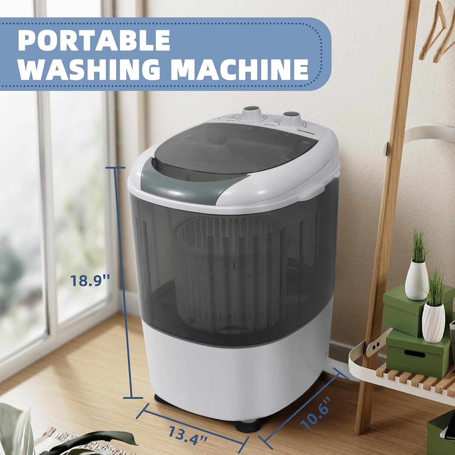 image:imageElevon Portable Washing machine 20lbs Mini Compact Laundry Washing Machine Twin Tub 12lbs Washer amp 8lbs Spinner Clothes Washer Machine with Drain Pump for Apartment Dormitory and RVsMini Gray