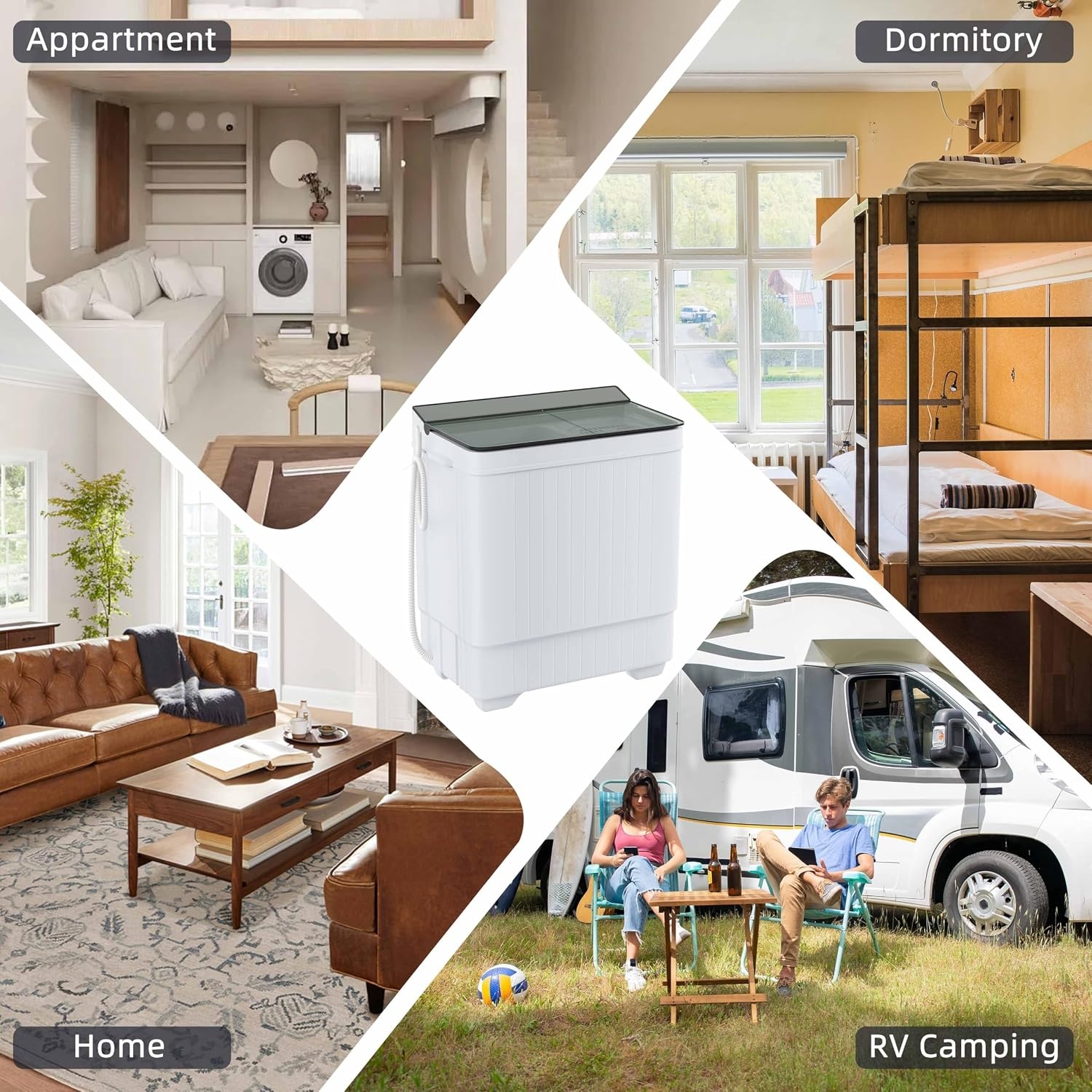 image:imageElevon Portable Washing machine 20lbs Mini Compact Laundry Washing Machine Twin Tub 12lbs Washer amp 8lbs Spinner Clothes Washer Machine with Drain Pump for Apartment Dormitory and RVs188LBS