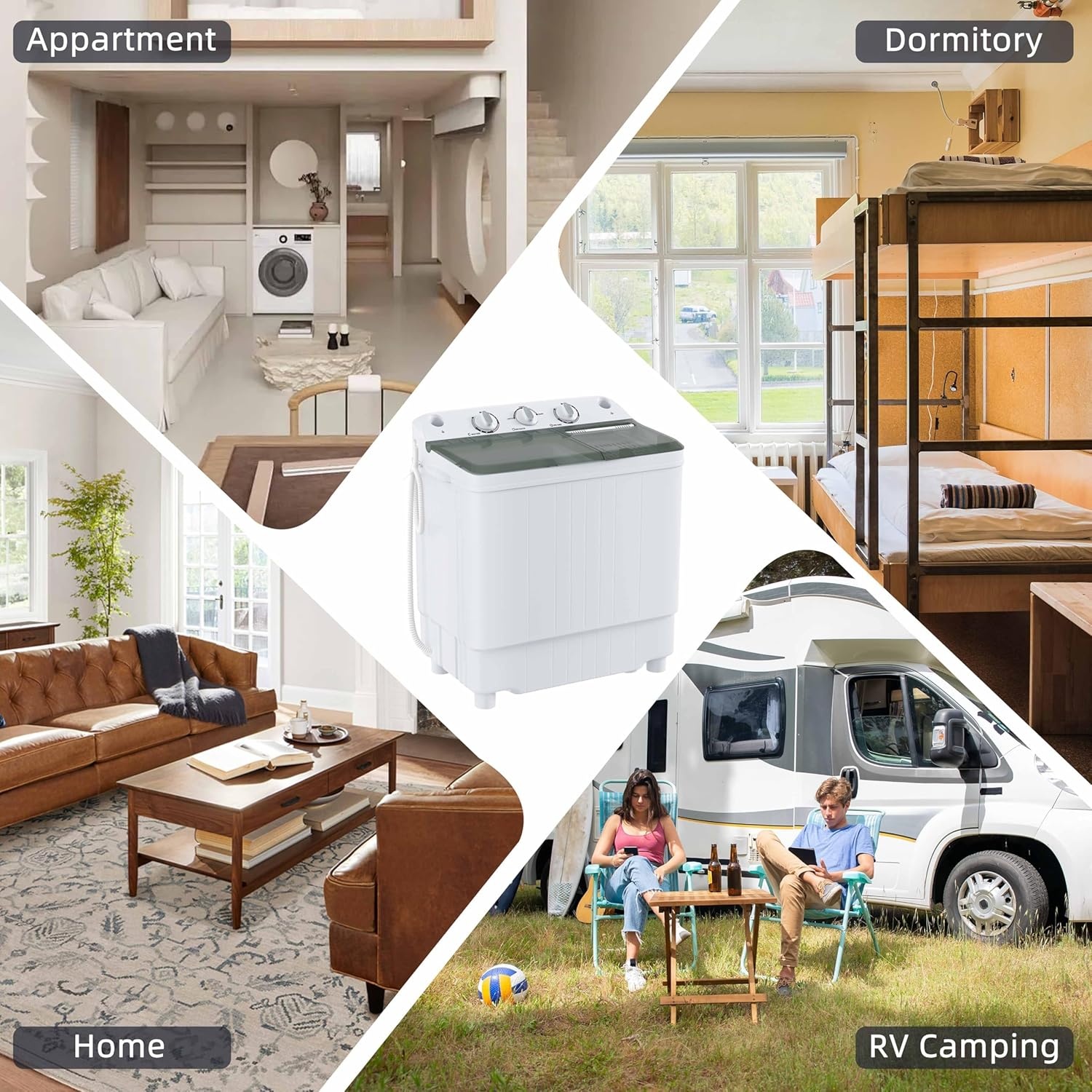 image:imageElevon Portable Washing machine 20lbs Mini Compact Laundry Washing Machine Twin Tub 12lbs Washer amp 8lbs Spinner Clothes Washer Machine with Drain Pump for Apartment Dormitory and RVs10LBS
