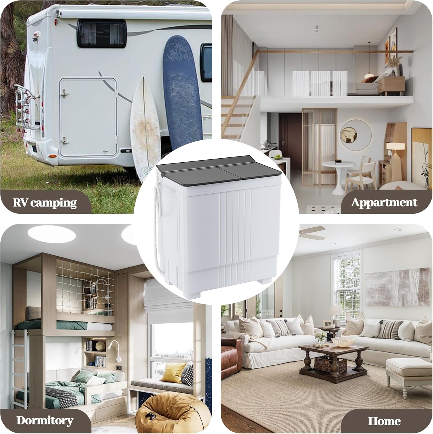 image:imageElevon Portable Washing machine 20lbs Mini Compact Laundry Washing Machine Twin Tub 12lbs Washer amp 8lbs Spinner Clothes Washer Machine with Drain Pump for Apartment Dormitory and RVs12LBS