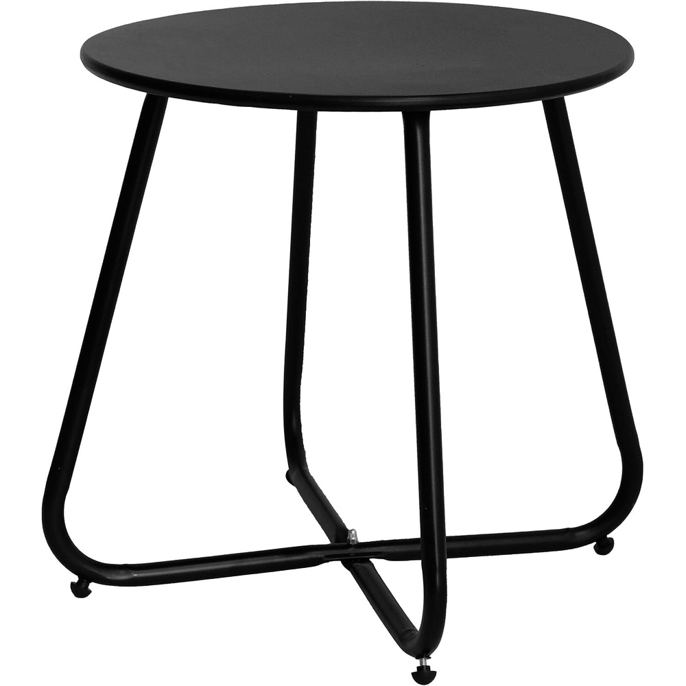 image:imageElevon ECoated Steel Side Table Weather Resistant Outdoor 175 Round End Table Accent Table for Bistro BalconyBlack