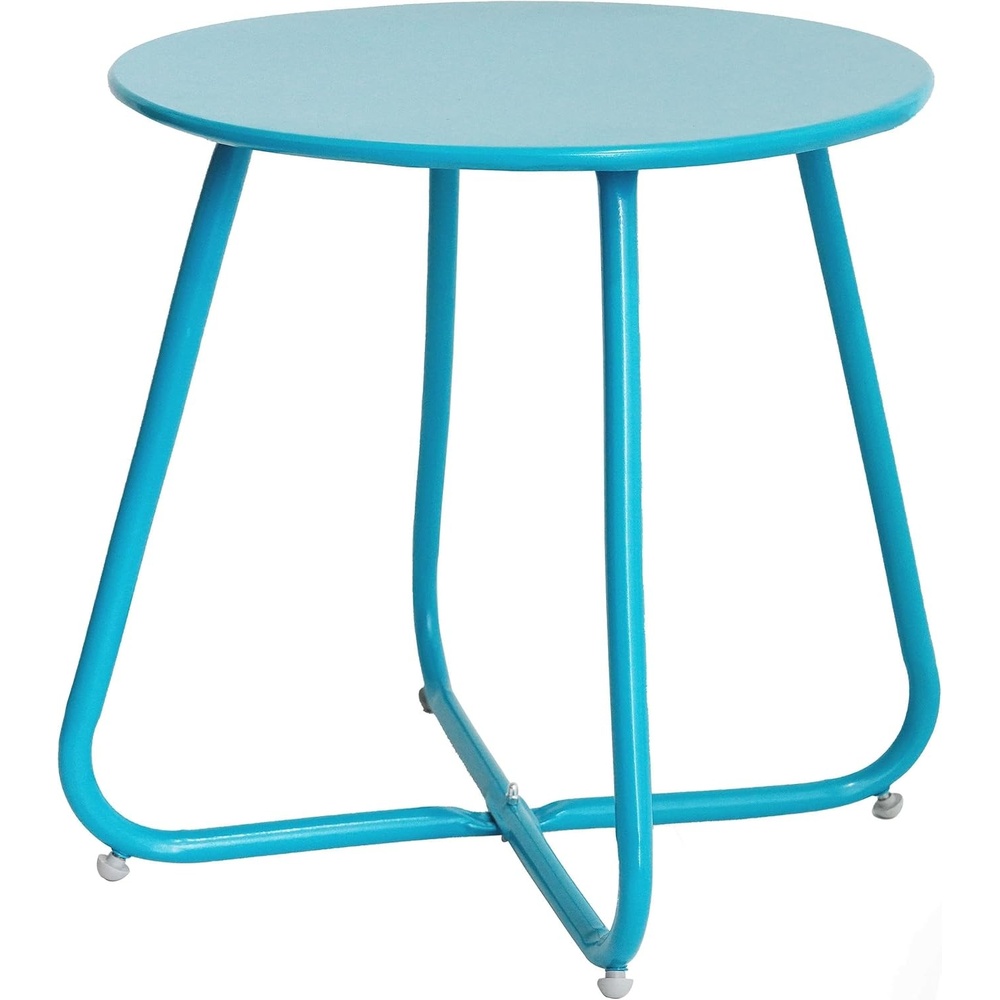 image:imageElevon ECoated Steel Side Table Weather Resistant Outdoor 175 Round End Table Accent Table for Bistro BalconySky Blue