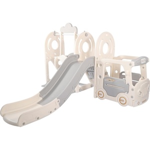 image:imageElevon 4 in 1 Toddler Slide and Swing Set Bus Themed Baby Slide for Toddlers Indoor Outdoor Toddler Playground Backyard Easy to Store Safe Toy for Toddlers Slide Kids  White amp Gray