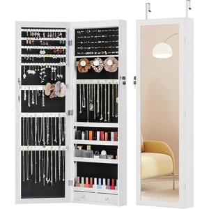 image:imageElevon 6 LEDs Jewelry Cabinet Organizer 472inch Jewelry Armoire with FullLength Mirror Wall or Door Mounted Jewelry Storage Lockable Large Capacity Storage WhiteModern White
