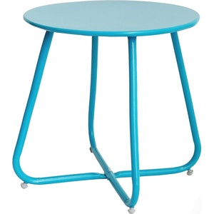 image:imageElevon ECoated Steel Side Table Weather Resistant Outdoor 175 Round End Table Accent Table for Bistro BalconySky Blue