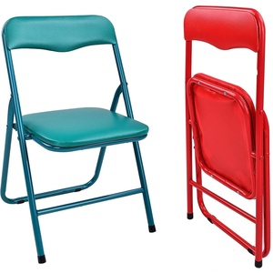 image:imageElevon Pack of 2 FabricVinyl Steel Frame Metal Foam Padded Folding Chairs for Kids Green and Red