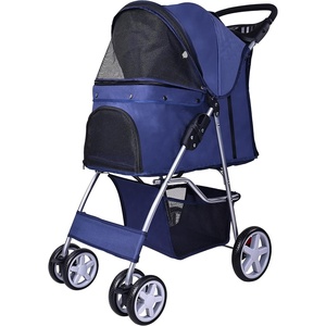 image:imageElevon Pet Stroller 4 Wheels Multifunction Dog Cat Stroller Folding Portable Travel Stroller with Detachable Carrier Suitable for Medium Small Dogs Cats BlueNavy