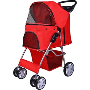 image:imageElevon Pet Stroller 4 Wheels Multifunction Dog Cat Stroller Folding Portable Travel Stroller with Detachable Carrier Suitable for Medium Small Dogs Cats BlueRed