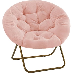 image:imageElevon Saucer Chair Faux Fur with Soft and Thick Padded Seat Metal Frame Modern Style Folding Cozy Chair for Living Room Bedroom XL Pink