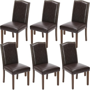 image:imageElevon Upholstered Dining Chairs Set of 6 Modern Upholstered Leather Dining Room Chair with Nailhead Trim and Wood Legs MidCentury Accent Dinner Chair for Living Room KitchenVintage