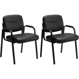image:imageElevon Waiting Room Chairs No Wheels Set of 4 Leather Stationary Office Reception Guest Chair with Padded Arms for Elderly Desk Conference Room Lobby Table Side Salon2 Pcs