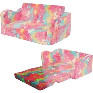 image:imageElevon Wider Seating Toddler Couch 2in1 Sofa Soft Chair for Boys Girls Flip Open Convertible Sleeper for Playroom Glowing RainbowPinkUnicorn