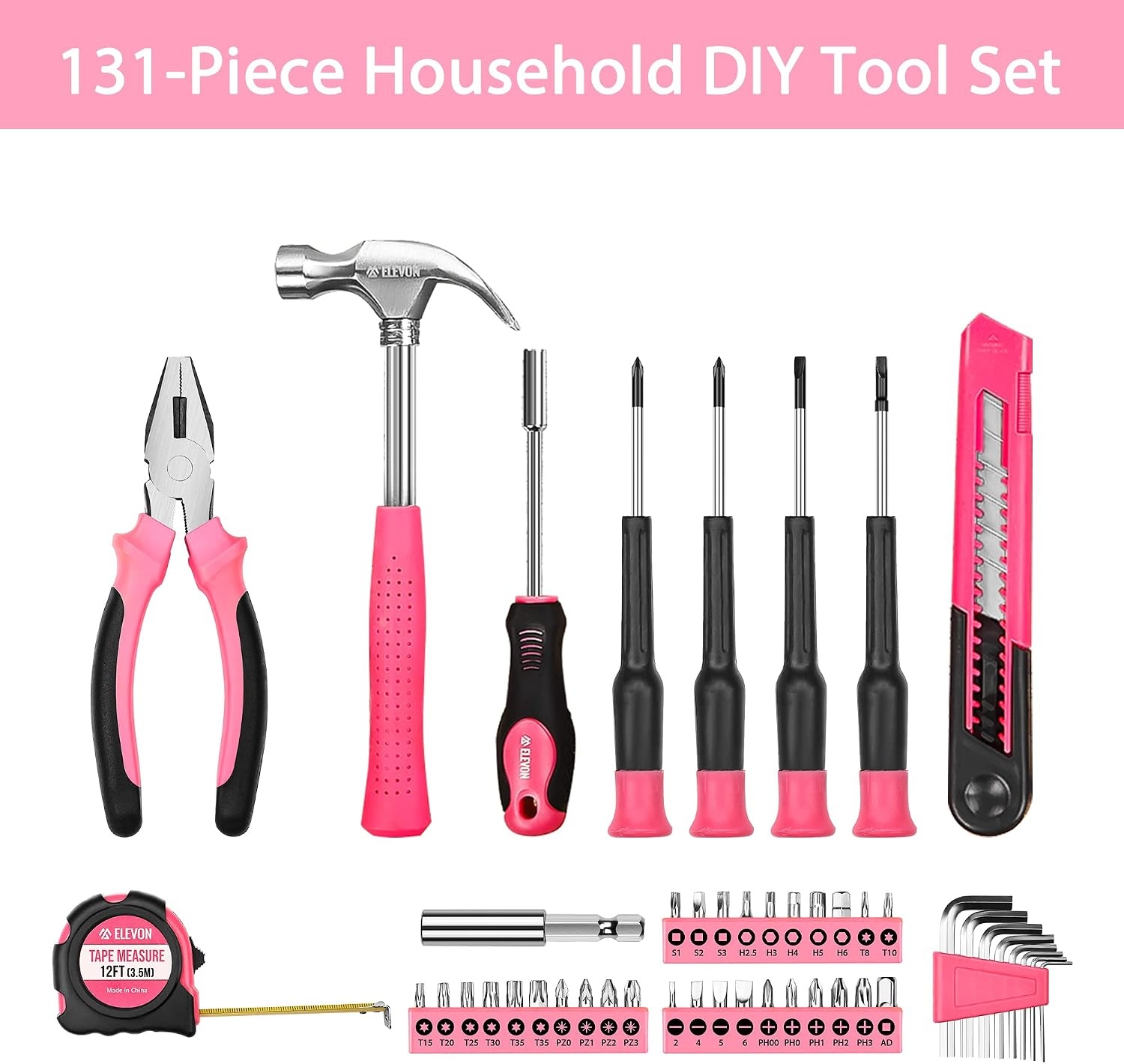 image:imageELEVON Home Repair Tool Kit Socket Wrench General Home Auto Repair Tool Combination Package Mixed Tool Set Hand Tool Kit with Toolbox Storage Case 232 Piece131 PCS