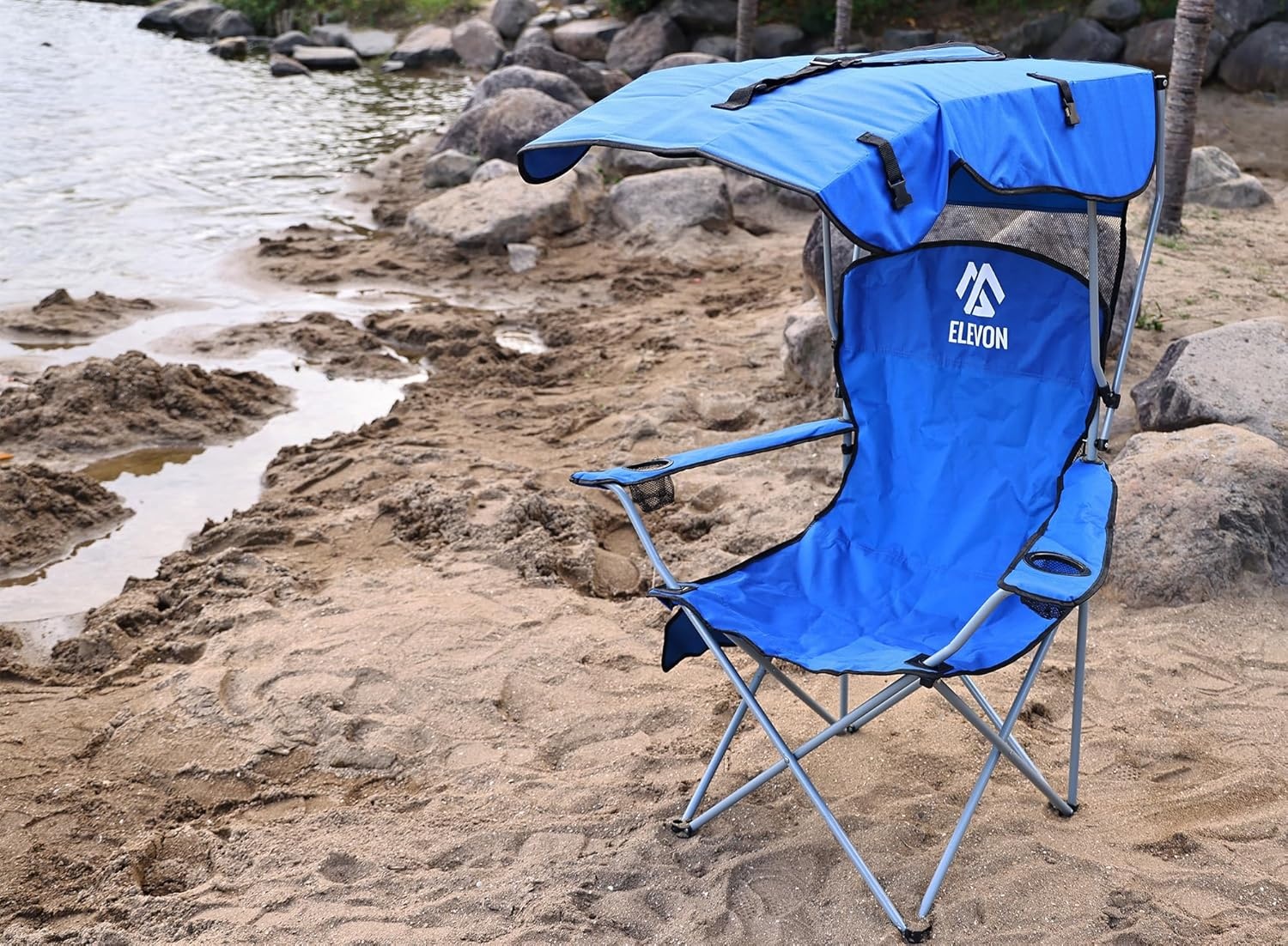 image:imageElevon Canopy Chair Folding Camping Recliner Support with Carrying Bag BlueBlue