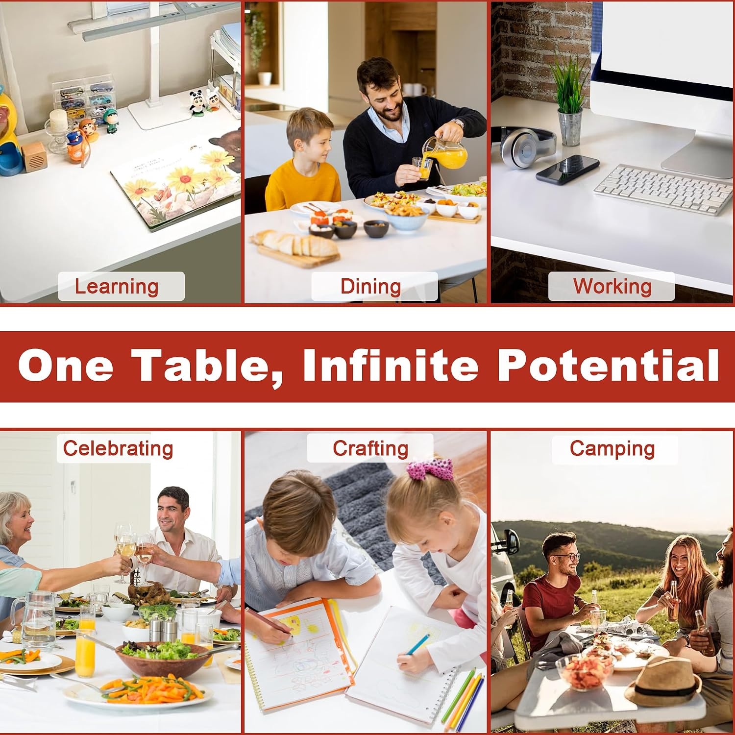 image:imageElevon Folding Table 4 Feet Heavy Duty FoldinHalf Utility Table Indoor Outdoor for Camping Picnic Party4 feet