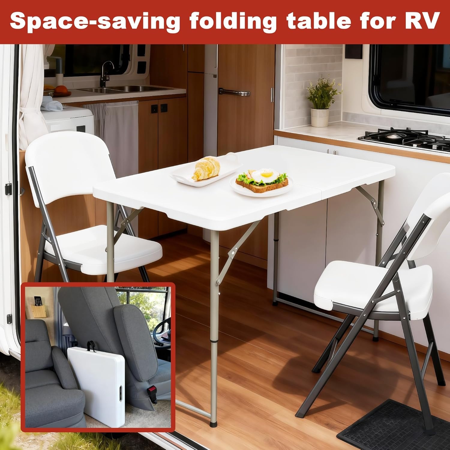image:imageElevon Folding Table 4 Feet Heavy Duty FoldinHalf Utility Table Indoor Outdoor for Camping Picnic Party4 feet