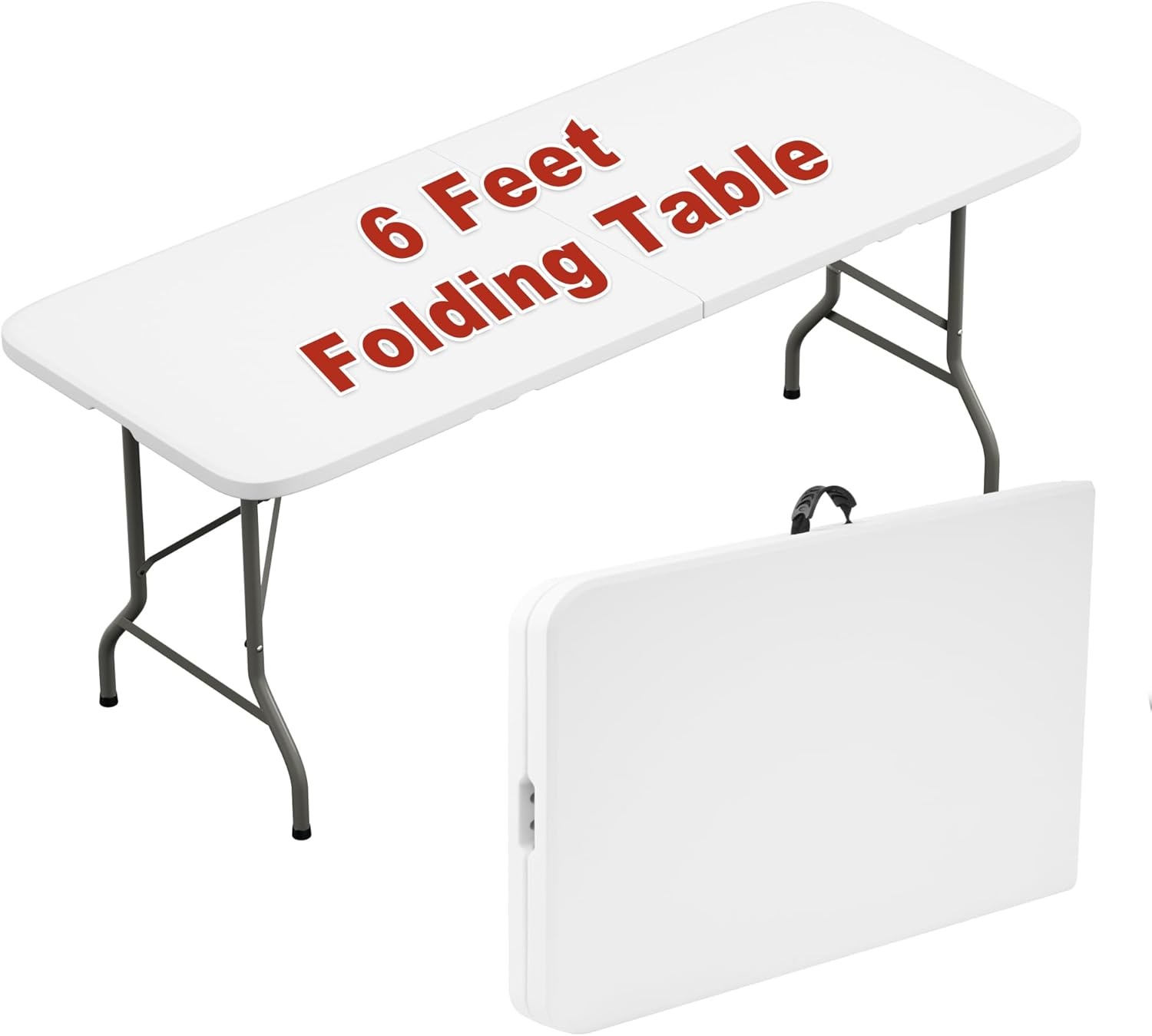 image:imageElevon Folding Table 4 Feet Heavy Duty FoldinHalf Utility Table Indoor Outdoor for Camping Picnic Party6 feet