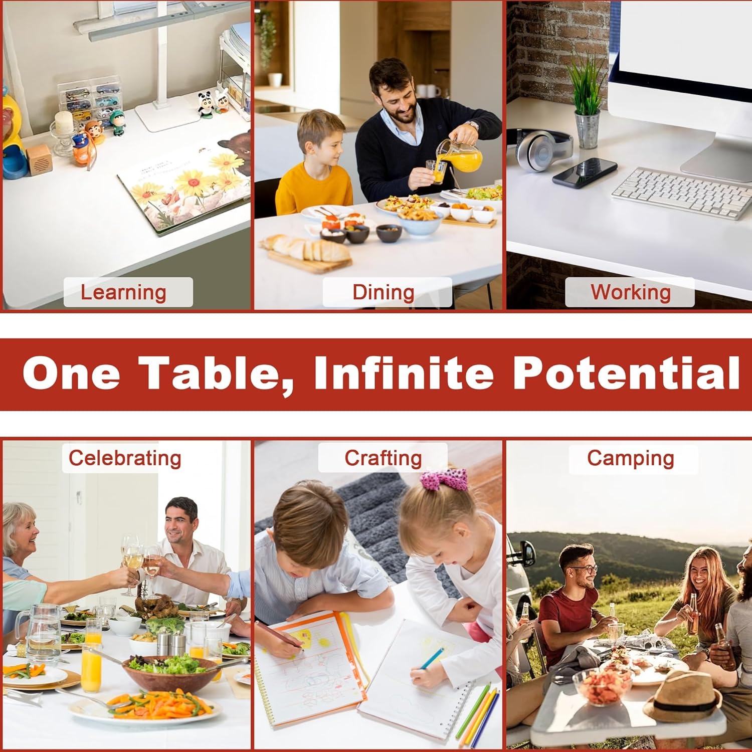 image:imageElevon Folding Table 4 Feet Heavy Duty FoldinHalf Utility Table Indoor Outdoor for Camping Picnic Party6 feet