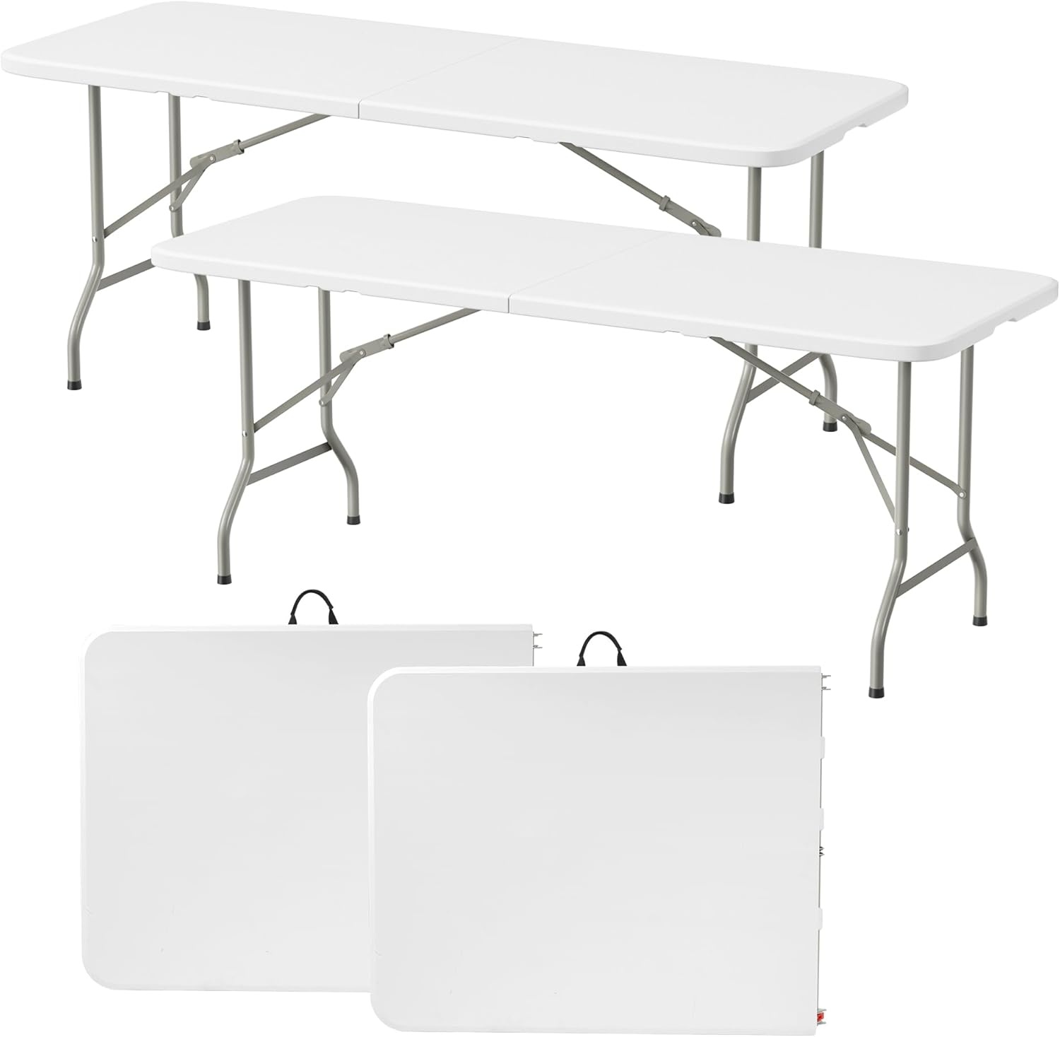 image:imageElevon Folding Table 4 Feet Heavy Duty FoldinHalf Utility Table Indoor Outdoor for Camping Picnic Party8 feet