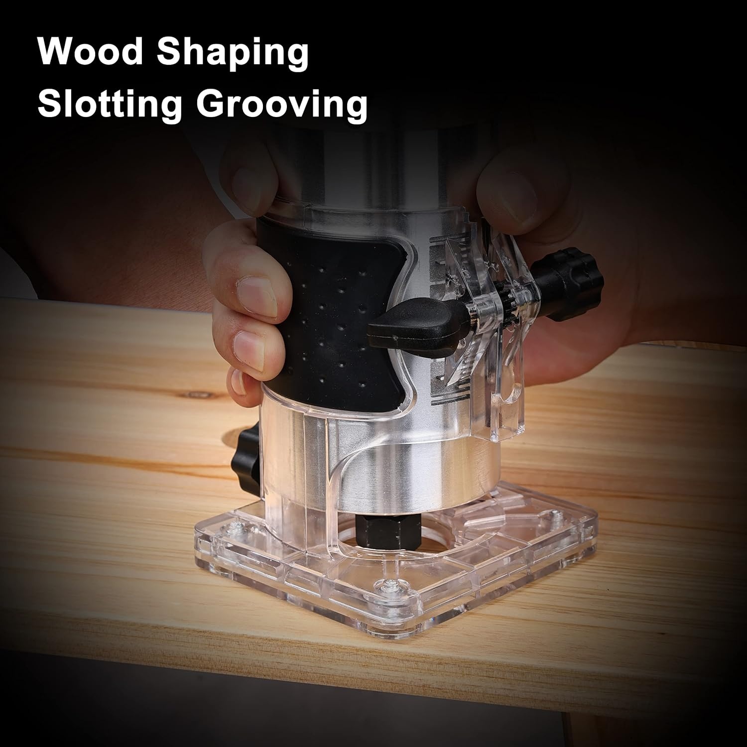 image:imageElevon Wood Router Laminate Milling Engraving Hand Machine Joiner Tool Electric Trimmer 800W 110V Compact Palm Router Woodworking Tools for Woodworking Edge Guide and Roller Guide 26PCS26PCS