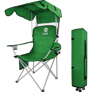 image:imageElevon Camp Chairs with Shade Canopy Chair Folding Camping Recliner Support with Carrying Bag Green