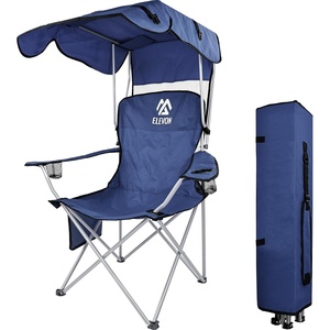 image:imageElevon Camp Chairs with Shade Canopy Chair Folding Camping Recliner Support with Carrying Bag Navy Blue