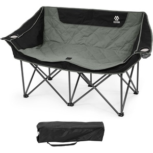 image:imageElevon Double Camping Chair 2 Person Oversized Loveseat for Adults Portable Heavy Duty Outdoor Folding Chair with Arms Cup Holder Carry Bag for Patio Beach Lawn Backyard Fishing Sports Trip Gray