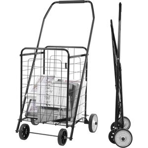 image:imageElevon Foldable Shopping Utility Cart Collapsible Durable Grocery Utility Cart with Rolling Wheels for Easy Storage Laundry Book Luggage Travel Compact Portable BlackRetail Package